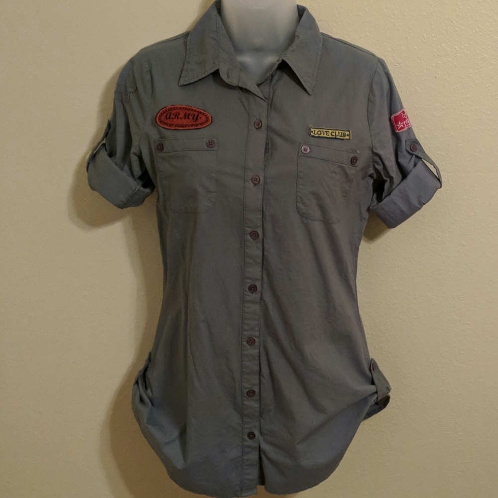 Army Green Shirt with Patches